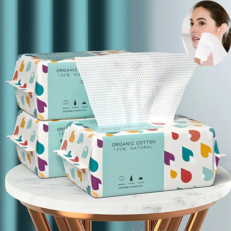 Home Textiles Face Towel - 使い捨て厚手フェイスタオル,メイク落とし用ソフトワイプ,ドライクリーニング,スキンケア用タオル,綿100%,100カウント