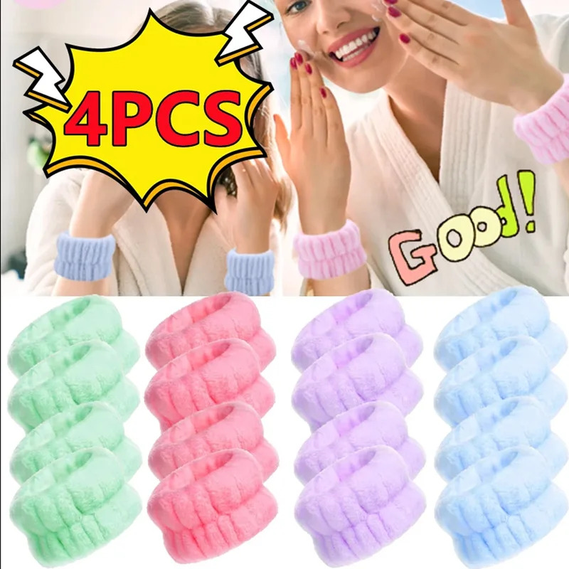 Home Textiles Face Towel - 1/4 個再利用可能な手首洗濯ベルトソフトマイクロファイバータオルリストバンド洗顔吸水性湿気防止手首ウォッシュバンド