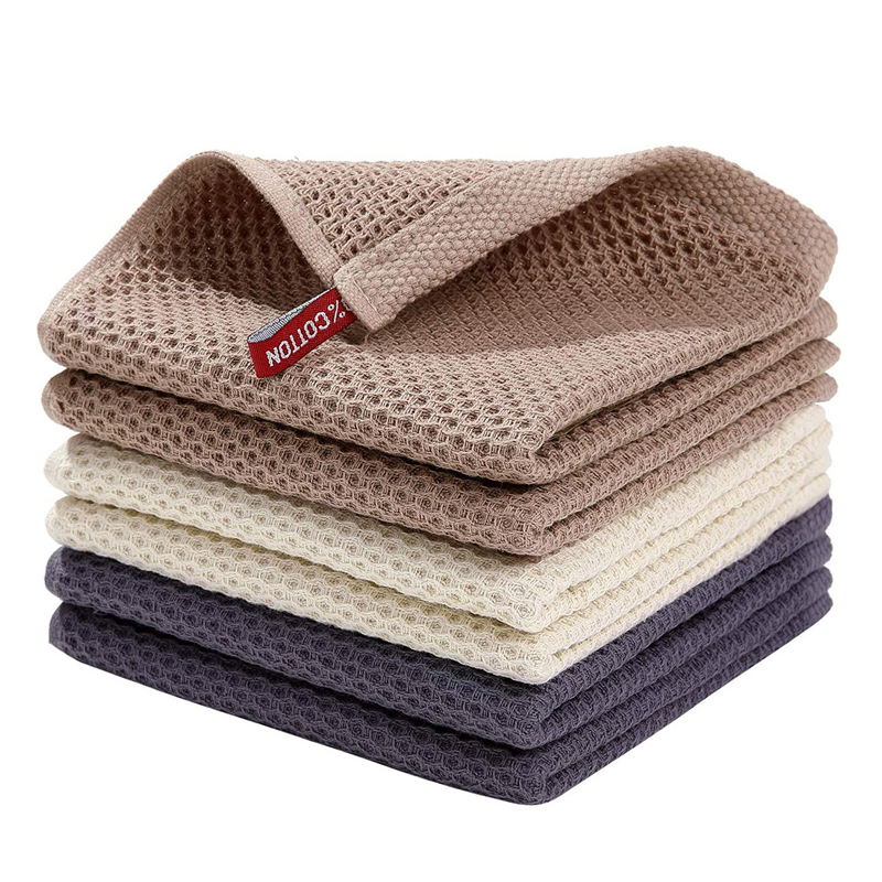 Home Textiles Face Towel - 綿タオルソフト吸収性ふきんキッチンふきんハニカム通気性洗顔タオル家庭用クリーニングクロスウォッシュクロス