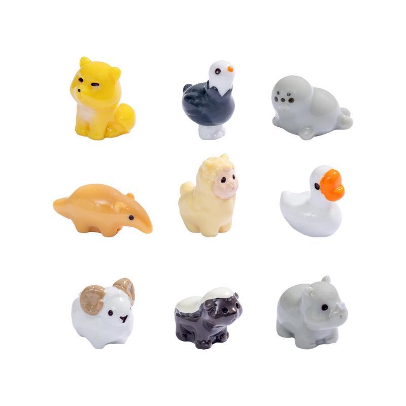 Home Textiles Sale - 新発売！10個入り ミニチュア樹脂製 漫画風動物フィギュア。鮮やかな色彩で、防水性があり、車のダッシュボードや机、家の装飾に最適な小さなオーナメントです。