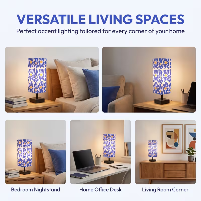 モダンでカラフルな花柄のテーブルランプ。ポップアート風のデザ - Home Textile のレビューと価格