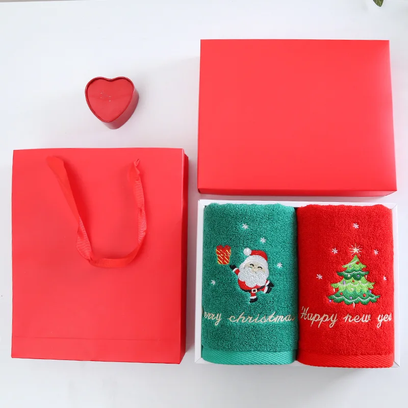 クリスマスタオルギフトボックスセットタオルコットンウォッシン - Home Textiles Face Towel のレビューと価格