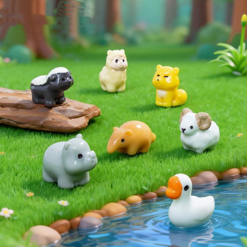 新発売！10個入り ミニチュア樹脂製 漫画風動物フィギュア。 - Home Textiles Sale のレビューと価格