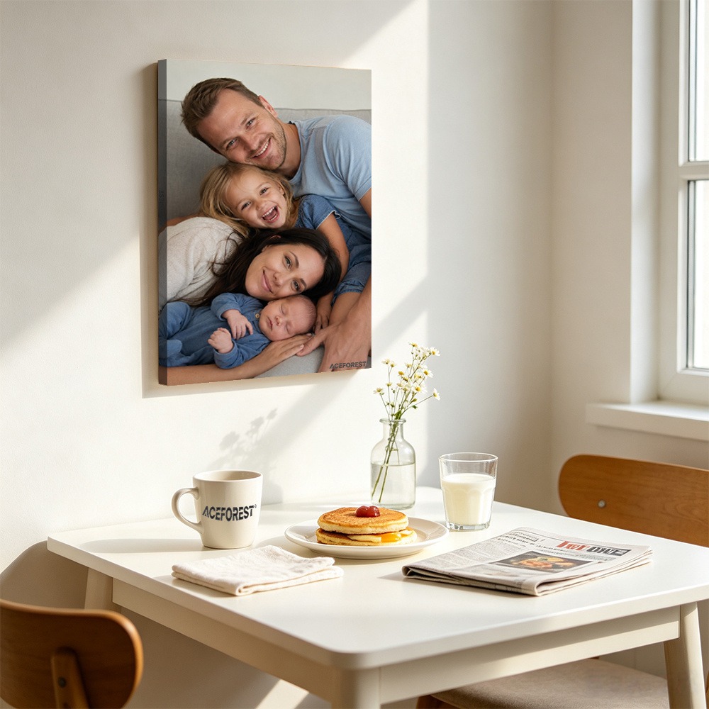 2Dパーソナライズされた写真キャンバスウォールアート、木製フ - Home Textile のレビューと価格